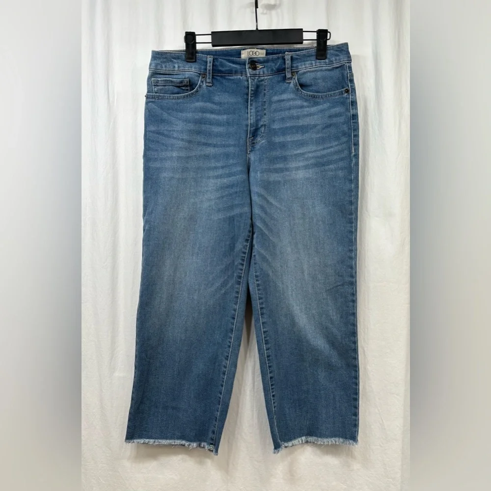 Logo by Lori Goldstein Jeans Size 6P Petite Wide Leg Cropped Raw Hem - Picture 12 of 15